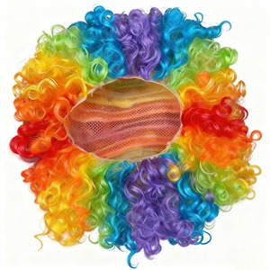Pafu - Peluca Afro Colorida de <span class=keywords><strong>Payaso</strong></span> para Halloween, Peluca Rizada de Disfraz, Peluca Sintética de Cosplay para Adultos, Artículos para Fiestas de Carnaval y Festivales - Product Image 4