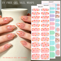 Enveloppes d'ongles en gel personnalisées, minimalistes, à pois, rouge, orange, bleu pastel, French manucure, motif abeille et fleur, brillantes, non toxiques, sans UV, pour l'art des ongles en salon
