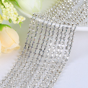 Cadena de Diamantes de Imitación con Base Cuadrada Plateada/Dorada de 2-8mm, Accesorio Decorativo DIY - Product Image 2
