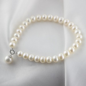 Pulsera de Perlas de Agua Dulce Casi Redondas de 6mm con Colgante, Estilo Juvenil y Elegante, con Buena Luminosidad - Product Image 2