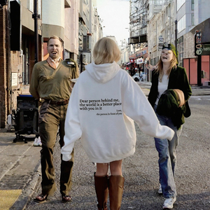 Autumn Front Logo Dear Person Me Funny Quotes Aesthetic เสื้อฮู้ดโพลีเอสเตอร์กันลม ทันสมัย ​​สุขภาพจิต จงมีน้ำใจ - Product Image 3
