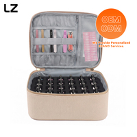 Sac de rangement pour vernis à ongles LZ Custom Canvas, double couche, portable, pour cosmétiques, capacité de 30 flacons avec compartiment pour lampe UV