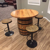 Table de bar ronde en bois massif de style rétro, personnalisable, très demandée, pour les bars, les pubs et les restaurants.