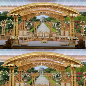 Mandap de Boda Real Indio de Madera de Teca Tallado a Mano – Decoración Tradicional para Escenarios de Bodas al Aire Libre - Product Image 2