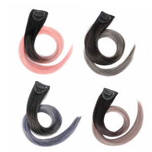 Extensions de <span class=keywords><strong>cheveux</strong></span> synthétiques lisses avec mèches colorées, postiches à clipser pour un coiffage tendance - Product Image 2