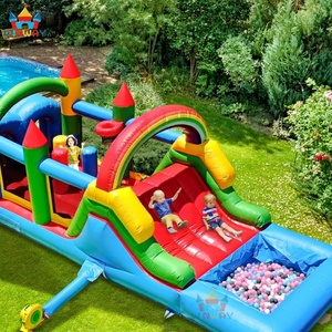 Parcours d'obstacles gonflable géant en PVC commercial coloré 7x4m, château gonflable combiné, château sportif, 20 personnes, garantie de 3 ans - Product Image 4