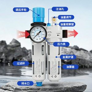 Unité d'alimentation en air comprimé YIQIAN 16 kg avec régulateur de pression, séparateur huile-eau et filtre avec manomètre pour outils pneumatiques - Product Image 1
