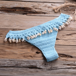 Sexy Strand-Bikinis Gestrickte Damen-Häkeloberteile Häkel-Badeanzug <span class=keywords><strong>Bikini</strong></span>-Pullover Muschel-<span class=keywords><strong>Bikini</strong></span>-Sets mit Quasten - Product Image 6