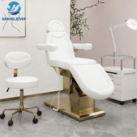 Lit de massage électrique de luxe doré pour salon de beauté, mobilier de salon moderne sur mesure, table de massage, chaise de soin du visage, lit de spa pour esthétique