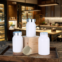 Bouteille en verre de luxe personnalisée de qualité alimentaire blanche haut de gamme avec bouchon à vis sérigraphié 375 ml pour médicaments comprimés compléments alimentaires