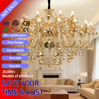 Lustre LED de luxe DUOMEIJU en chrome doré avec abat-jour en cristal, hauteur réglable pour la maison, le bureau et la décoration d'événements