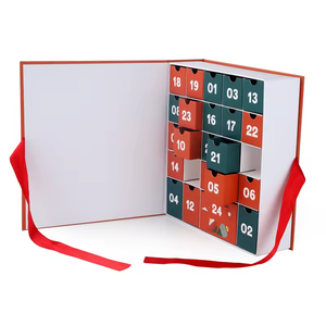 Lujo Diy personalizado calendario rojo juguetes Chocolate comida papel caja de regalo Navidad 25 cajones CALENDARIO DE Adviento niños con logotipo - Product Image 3