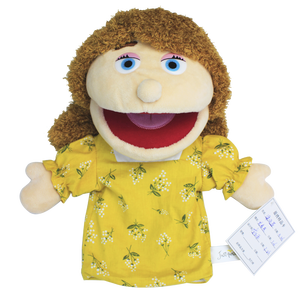Venta al por mayor Stock negro familia oso marionetas de mano juguetes Super suave felpa malla jardín de infantes boca abierta muñecos de peluche interactivos - Product Image 6