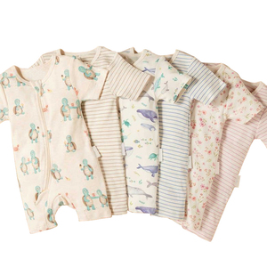 Mameluco Orgánico para Bebé, <span class=keywords><strong>de</strong></span> Bambú y Algodón, Manga Corta, con Cierre, Ropa <span class=keywords><strong>de</strong></span> Dormir Personalizada, Ropa Sostenible para Bebé, Mono para Recién Nacido - Product Image 1