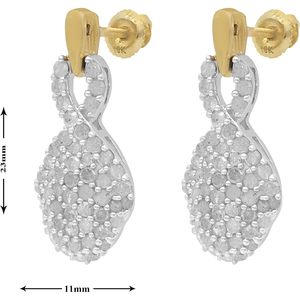 Boucles d'oreilles pendantes Ornaatis en diamant, 1,44 carats au total, taille ronde, blanc naturel, couleur H-I, clarté I3, argent sterling 925, pour femme, usage quotidien - Product Image 2