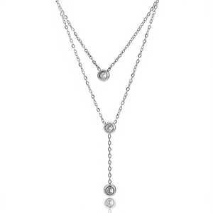 Amy Amy Fashion Pendant Necklace Stainless Steel Rhodium Plated Cubic Zirconia Round Stone Classic Style For Women Party - Product Image 3