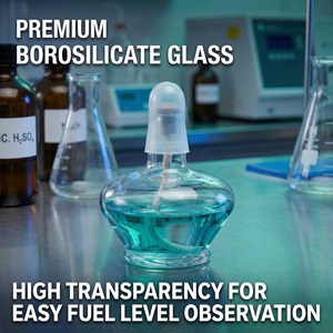 Lámpara de Alcohol de Vidrio Transparente con Mecha de Algodón Resistente, Tapa de Plástico Resistente al Calor, Suministros de Seguridad para Experimentos Científicos de Grado Laboratorio - Product Image 3