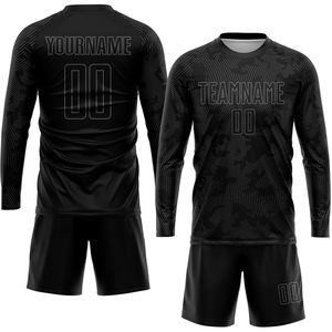 เสื้อฟุตบอลเยาวชนแบบกำหนดเองสำหรับผู้ชายและผู้หญิง แขนยาว พร้อมกางเกงฟุตบอลพิมพ์ชื่อ หมายเลข และโลโก้ส่วนตัว - Product Image 4