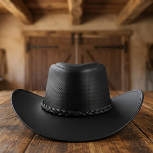 หมวกคาวบอยหนังแท้สั่งทำได้  สำหรับผู้ใหญ่ทุกเพศ  แฟชั่นคุณภาพพรีเมียม  ใช้ได้ทุกฤดู  เหมาะสำหรับชายหาด ปั่นจักรยาน ท่องเที่ยว  สไตล์ลำลอง BS - Product Image 1