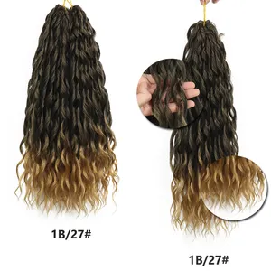 18英寸非洲扭曲卷曲的钩针辫子头发Ombre巴西编织头发延伸水波自然人类头发女性