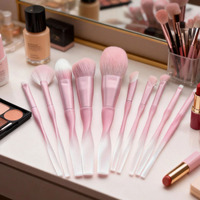10-teiliges Kosmetik-Pinsel-Set für Foundation, Lidschatten und Make-up, Rosa Puder-Gradient Make-up Pinsel Set