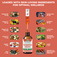Gotas Bronceadoras para Adultos de Marca Privada, Fórmula DHA, Astaxantina, Licopeno, Vitaminas, Antioxidantes, Suaves para Piel Sensible, Bronceado sin Sol, Oral
