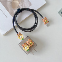 Protection 3D Filles Mignonnes pour Câble USB Chargeur de Téléphone, Nouveau Chargeur de Téléphone Mobile de Luxe Coloré, Cache-Câble USB Flexible