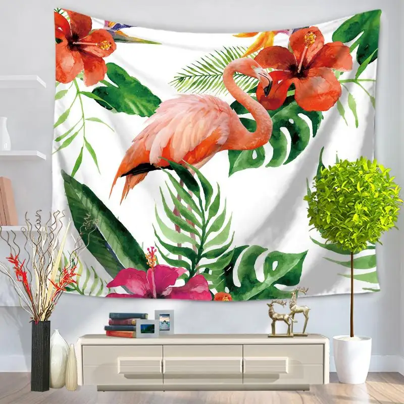 Mädchen bettwäsche Dekoriert Wandbehang 100% Polyester umwelt freundlicher tropischer Flamingo-Wandteppich für Valentinstag OEM