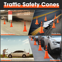 Cônes de signalisation pliables avec lumière LED, cônes de stationnement extensibles multi-usages, cônes de sécurité