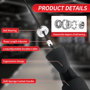 Corde à sauter avec poignée en mousse et noyau en fil d'acier - Durable et confortable pour le fitness, le <span class=keywords><strong>cardio</strong></span> et les entraînements à domicile - Product Image 4