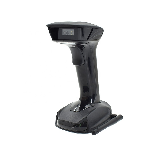 Long Wireless Distance 2.4Ghz USB/COM Barcode Scanner 1D/2D QR Code Reader with Charging Cradle Stand POS Retail Supermarket