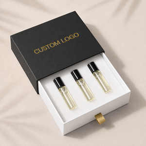 Caja de Regalo para Perfume con Logotipo Personalizado TY, Caja Rígida de Cartón con Cajón Deslizable, Inserto de Espuma EVA y Cinta de Raso para 3 Botellas Roll-On - Product Image 3