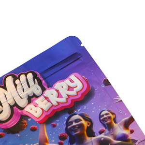 Dapat disesuaikan 3.5g 7g 14g 28g Mill Berry Holographic Mylar Gravure dicetak tas penyimpanan daur ulang bau kunci ritsleting kecil - Product Image 5