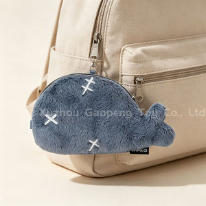 Porte-monnaie en peluche personnalisé en forme de baleine, porte-clés, petit sac de rangement zippé en fourrure de dessin animé, pochette en peluche personnalisable - Product Image 6