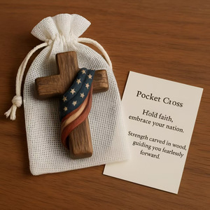 Nueva Cruz de Bolsillo Cristiana de Madera Pulida 2D, Regalo Religioso, Decoración <span class=keywords><strong>para</strong></span> el Hogar, 4x6cm, Grabada <span class=keywords><strong>para</strong></span> <span class=keywords><strong>Bautizo</strong></span> y Navidad - Product Image 5