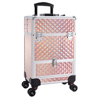 Chariot à roulettes de grande capacité Trousse de maquillage Portable Train Case Tiroir ouvert pour les maquilleurs en voyage Organisateurs cosmétiques