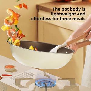 Pour titane céramique 316 acier inoxydable <span class=keywords><strong>Wok</strong></span> antiadhésif fond plat poêle à frire usage domestique cuisson Induction Compatible fer - Product Image 3