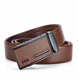 Cinturón de trinquete occidental ajustable para hombre, cinturón de cuero personalizado duradero con hebilla deslizante automática
