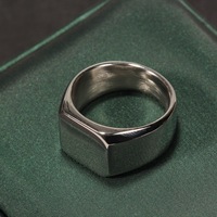 Bague Chevalier Carrée Plate en Acier Inoxydable de 14 mm, Largeur Élevée, pour Homme, Bague de Doigt Bandoulière Carrée, Bijou de Fête Masculin