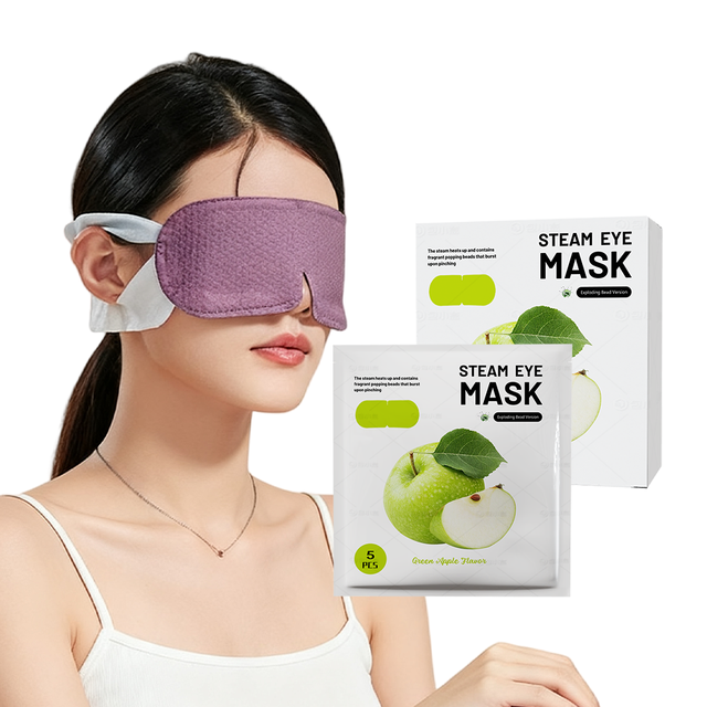 Disposable Self-heating Steam Eye Mask with Pinchable Bursting Bead and Apple Aroma for Eye Comfort and Relaxation
