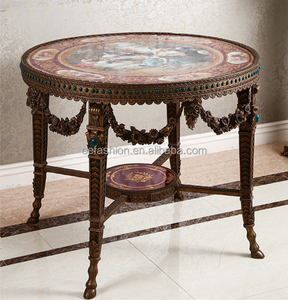 OE-FASHION Rétro Cuivre Petite <span class=keywords><strong>Table</strong></span> D'appoint 0.93m Italien Lourd-sculpté Céramique Peint Rouge Malachite <span class=keywords><strong>Vert</strong></span> Salon Meubles - Product Image 2