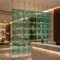 Blue Square Solid Glass Hanging Panel Modern Design for Hotels Living Rooms Dining Areas Outdoor Spaces Partition Walls