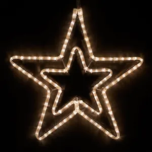 Popular Hot Selling Outdoor 2D LED Hanging Neon Metal Wired Frame Seasonal Star Holiday Festival Lighting