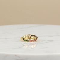 Schlanker Minimalistischer CZ-Cluster-Ring mit Herzform 18K Vergoldeter Schmuck für Berufstätige Frauen Tägliches Tragen