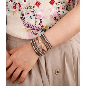 Pulsera de cuero de 5 hebras con piedra decorativa y engaste de bisel, tipo envolvente, Joyería - Product Image 4