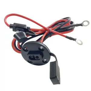 SAEメスソケット-端子ケーブル（ヒューズホルダー付き）SAE 2ピンパネルマウントソケット（リング端子＆ヒューズホルダー付き） - Product Image 1