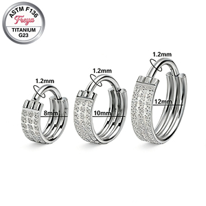 Anneau de nez, anneau de septum, clicker, clou d'oreille, anneau de téton, anneau de daith, anneau de hélix en Titane ASTM F136 triple couche de zircon, bijoux de piercing corporel - Product Image 2