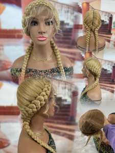 Peluca trenzada de encaje sintético para mujeres negras y blancas, 30 pulgadas, barata, lista para enviar - Product Image 4