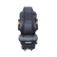 Siège de conducteur de camion de luxe en cuir PVC DC12V/24V avec suspension pneumatique, base universelle réglable en hauteur, vente en gros d'usine