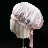 Bonnet de nuit 100% Soie de Mûrier 19 Momme, style ruban, faible MOQ, personnalisable OEM, pour la maternité, les douches et la nuit